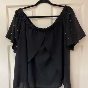 Shein Black Top with Pearl sleeves